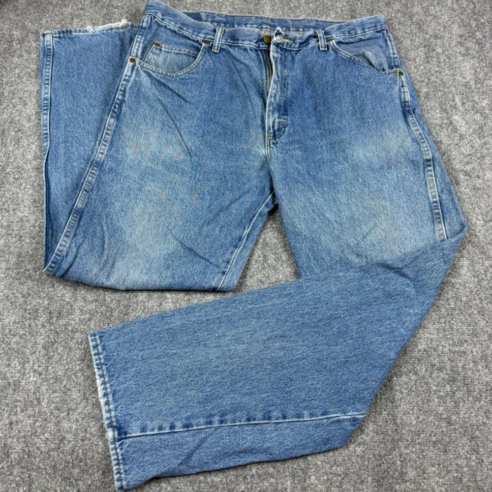 Wrangler Jeans Mens 38x32 Blue Straight Leg 965T1DS Rugged Workwear Denim